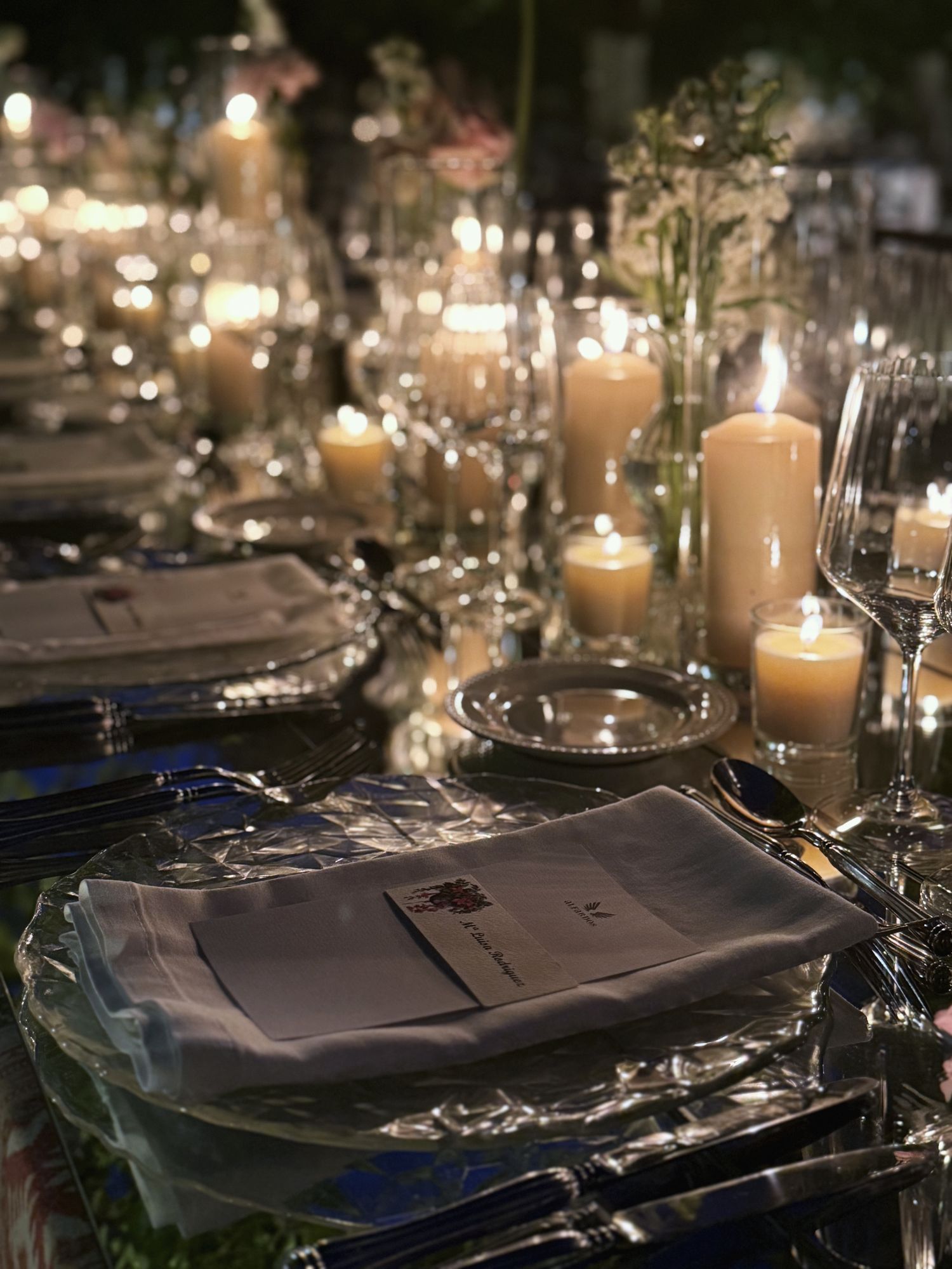 Table with candles and glassware