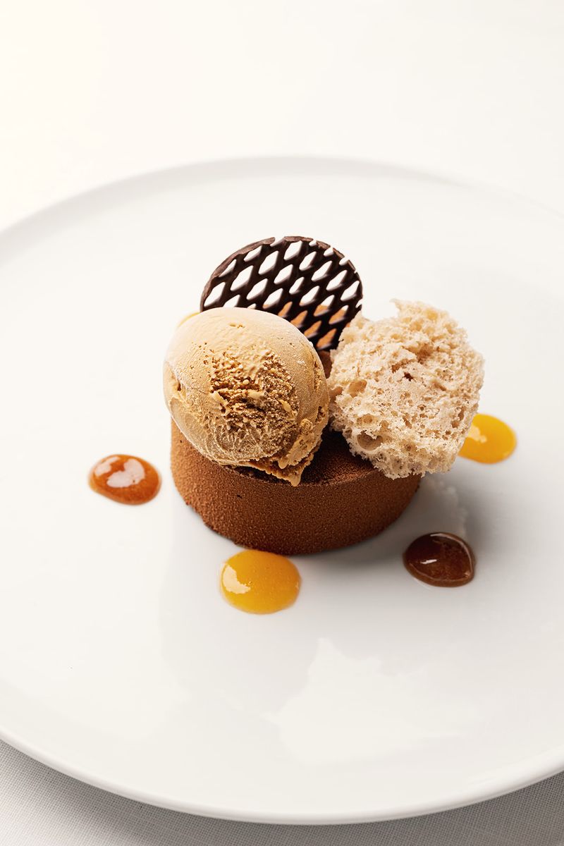 Chocolate dessert with ice cream